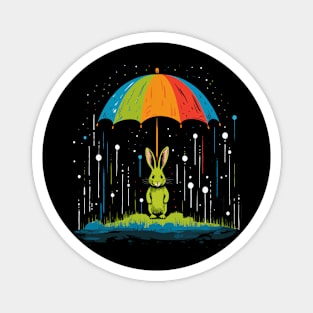 Rabbit Rainy Day With Umbrella Magnet